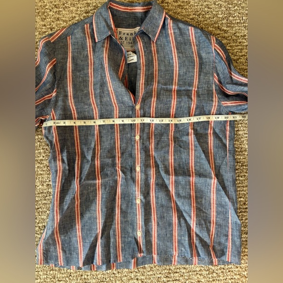 Frank & Eileen Relaxed Button Up Red, White & Blue Stripe Size Small - Picture 7 of 8
